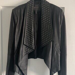 Bcbg Max Azria draped lapel cropped leather jacket